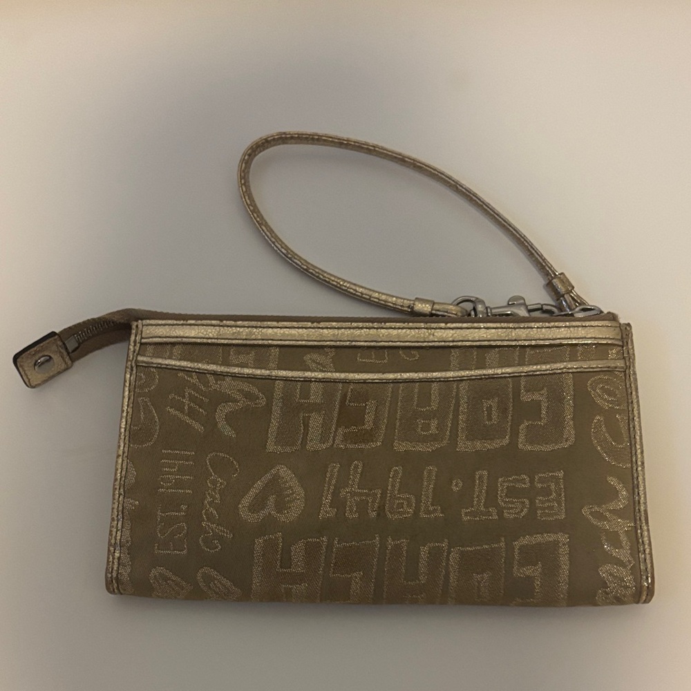 Coach Gold Signature Wristlet Clutch - Picture 5 of 9